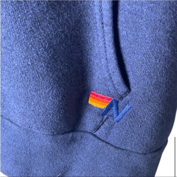 Aviator Nation Blue gradient 5 Stripe Hoodie Full Zip Sweatshirt Women’s Small - Picture 5 of 6